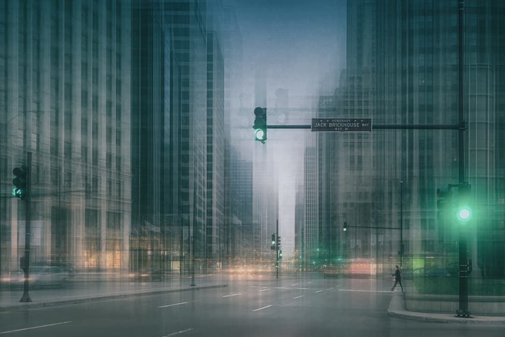 Urban Green Light by Roswitha Schleicher-Schwarz — canvas wall art