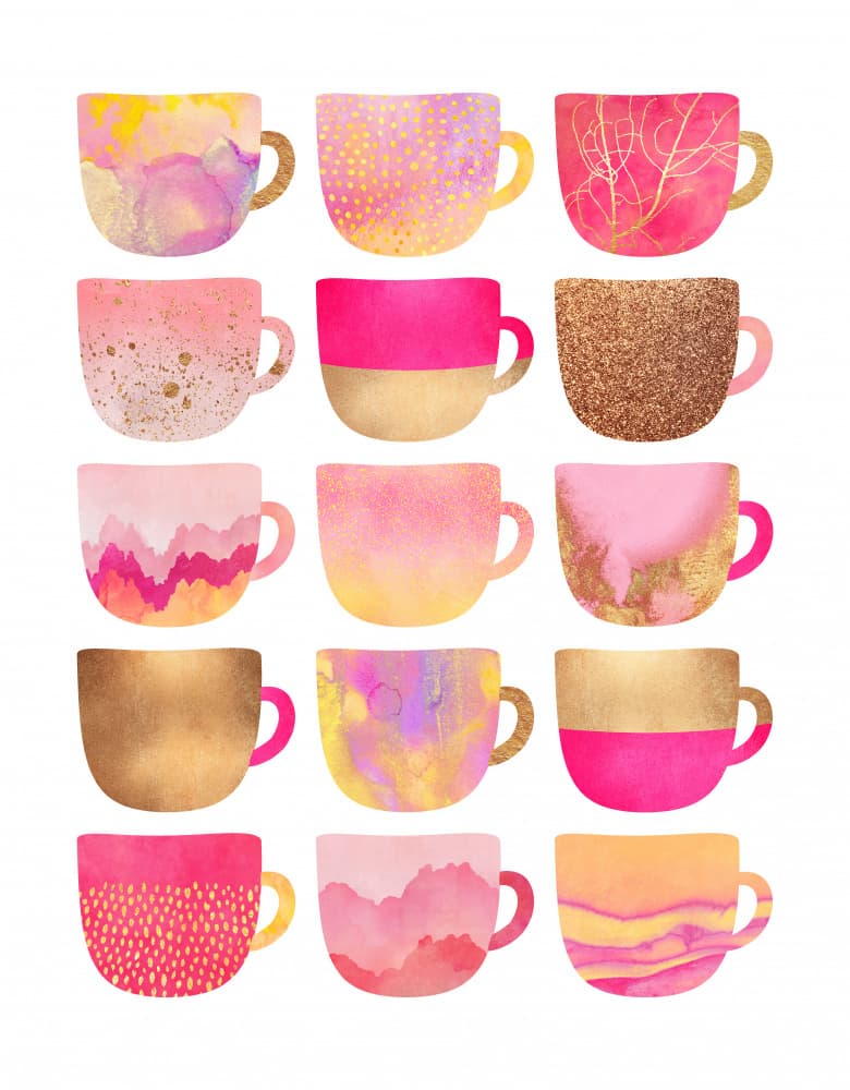 Pink Gold Cup Collection by Elisabeth Fredriksson — canvas wall art