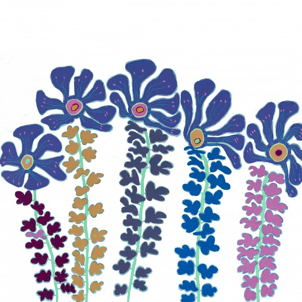 Colorful Whimsical Flowers by Helen Joynson — canvas wall art