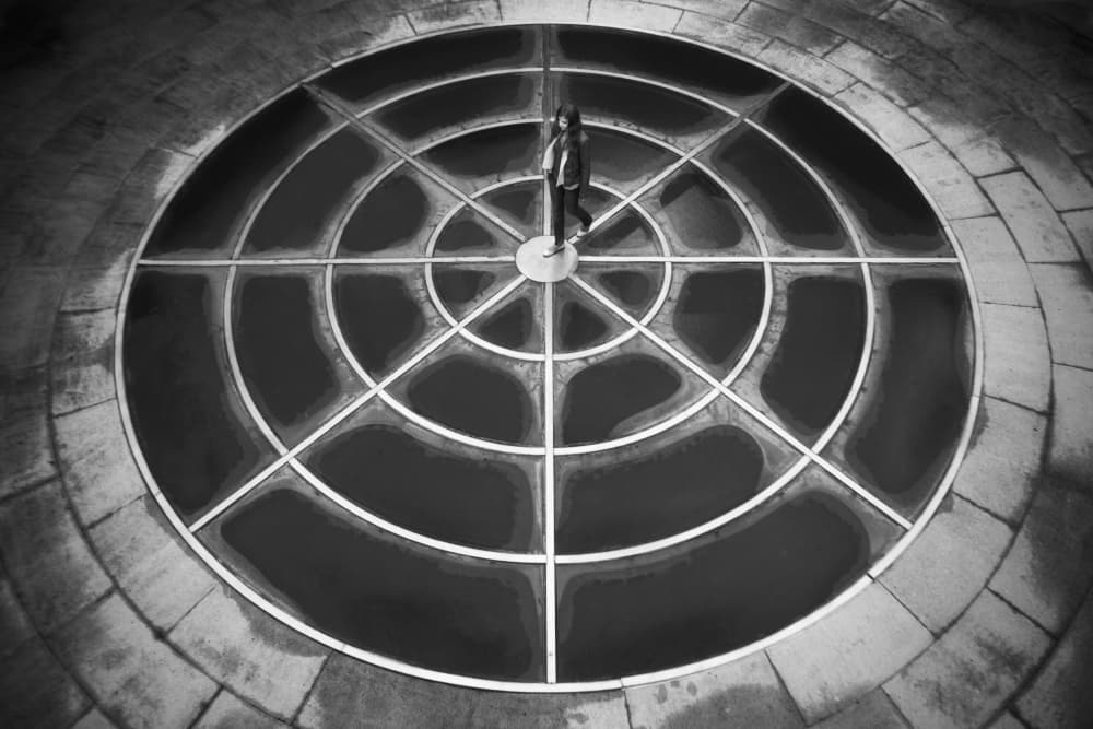 Urban Labyrinth Solitary Figure by Filipe P Neto — canvas wall art