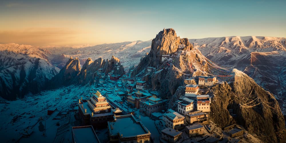 Ancient Peaks Temple by qiye — canvas wall art