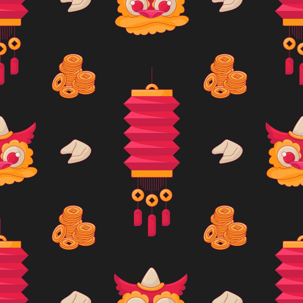Chinese New Year Pattern by Marika Barsrsind — canvas wall art