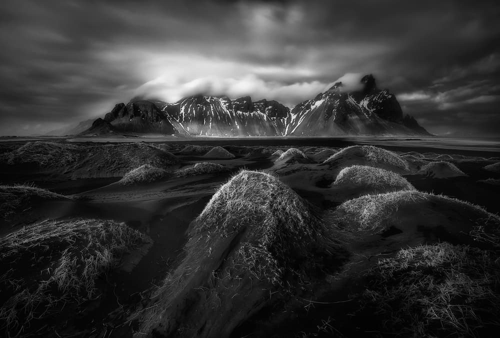 Black Sand Mountain Peaks by Alfonso maseda varela — canvas wall art