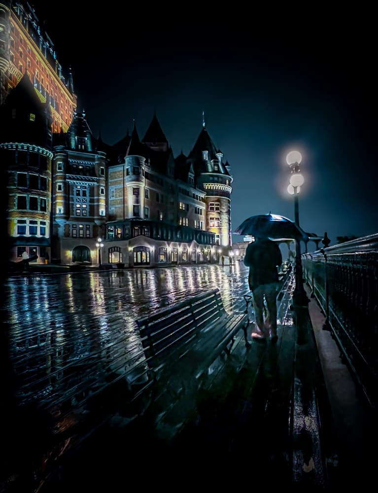 Night City Rain Reflections by Jennifer Chen APA — canvas wall art