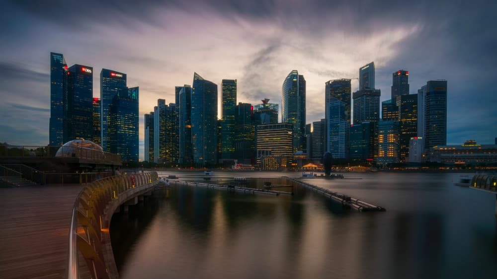 Twilight City Reflections by Mainak Dan — canvas wall art