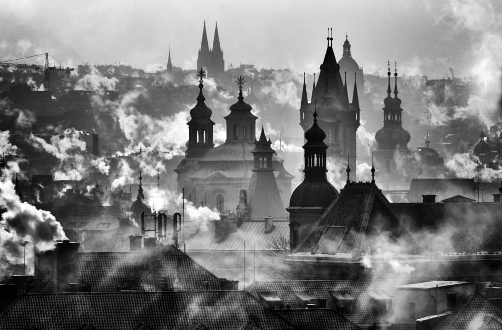 Smoky City Rooftops by Martin Froyda — canvas wall art