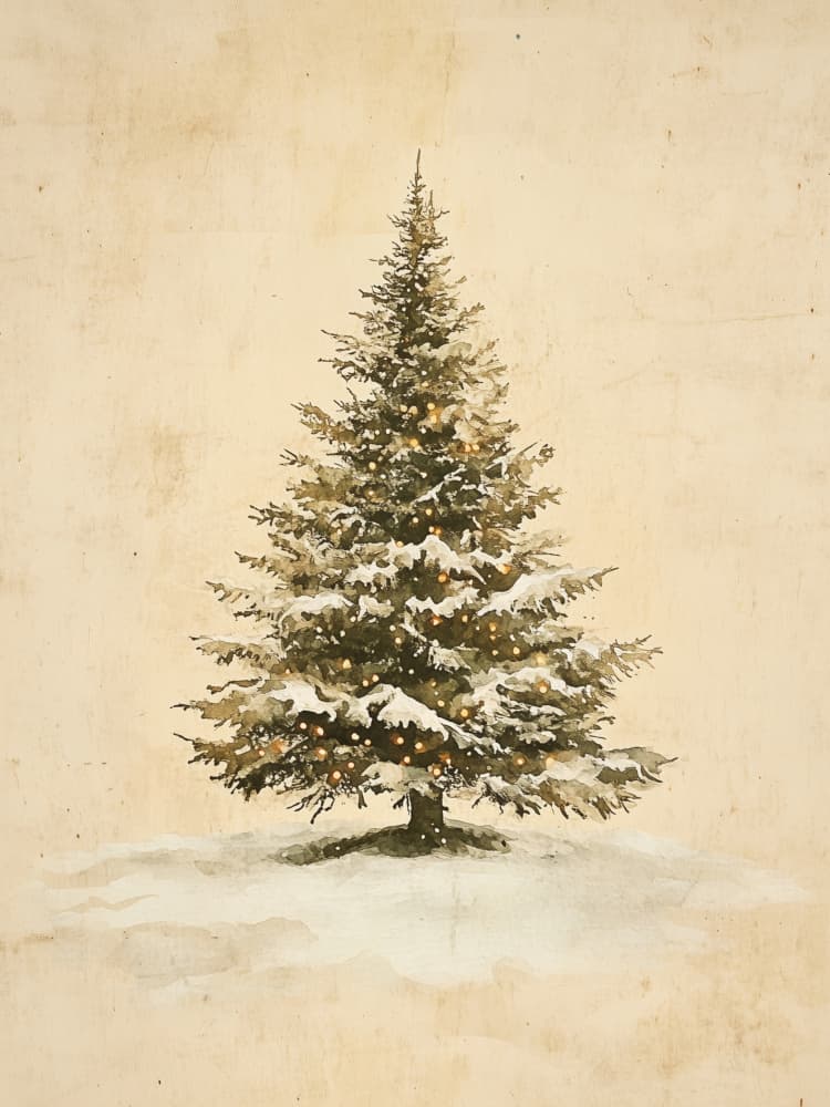 Snowy Christmas Tree Lights by Jolly and Dash — canvas wall art