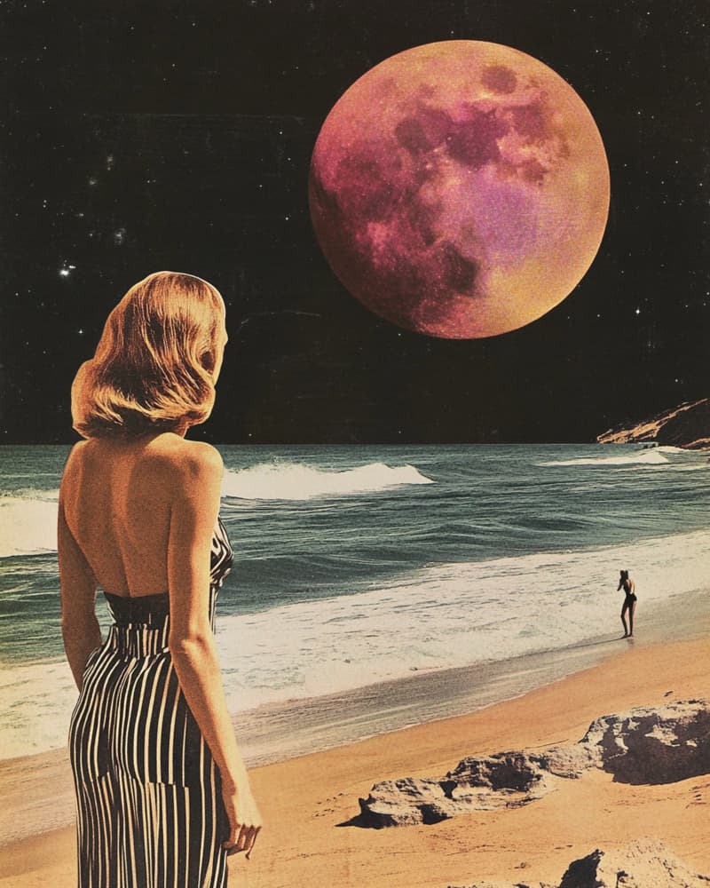 Red Moon Beach Dream by Samantha Hearn — canvas wall art