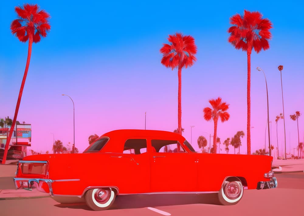 Retro Pink Sky Ride by Cicero Spin — canvas wall art