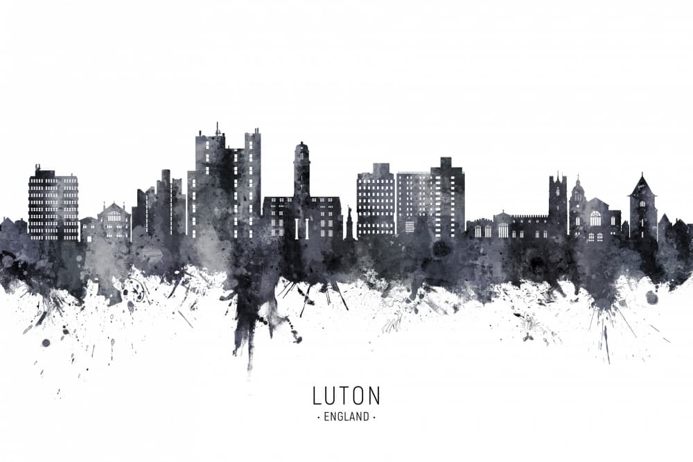 Luton England Skyline by Michael Tompsett — canvas wall art