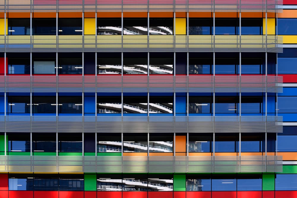 Colorful Geometric Architecture by Mathilde Guillemot — canvas wall art