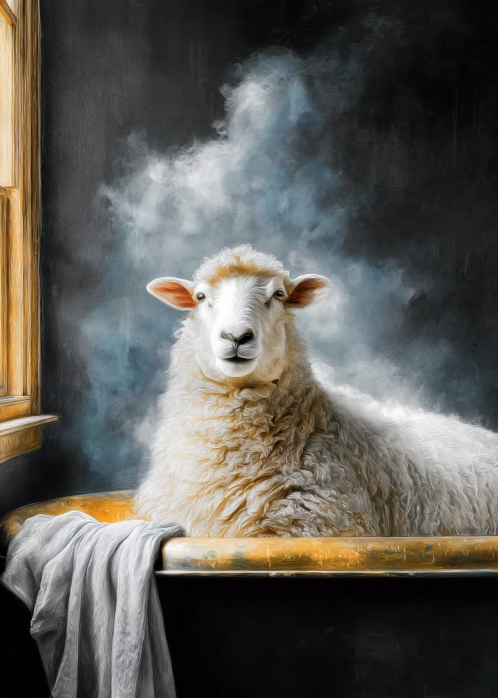 Sheep's Steamy Bath by Justyna Jaszke — canvas wall art