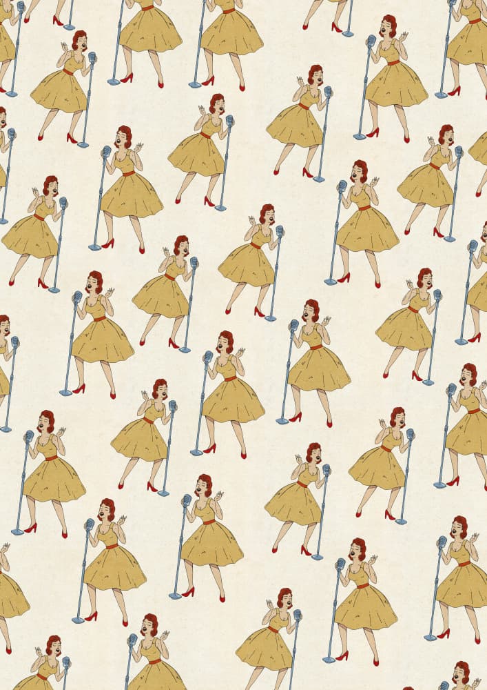 Retro Singer Pattern by Nicholas — canvas wall art