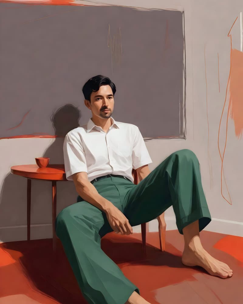 Relaxed Man Minimal Room by Uma Gokhale — canvas wall art