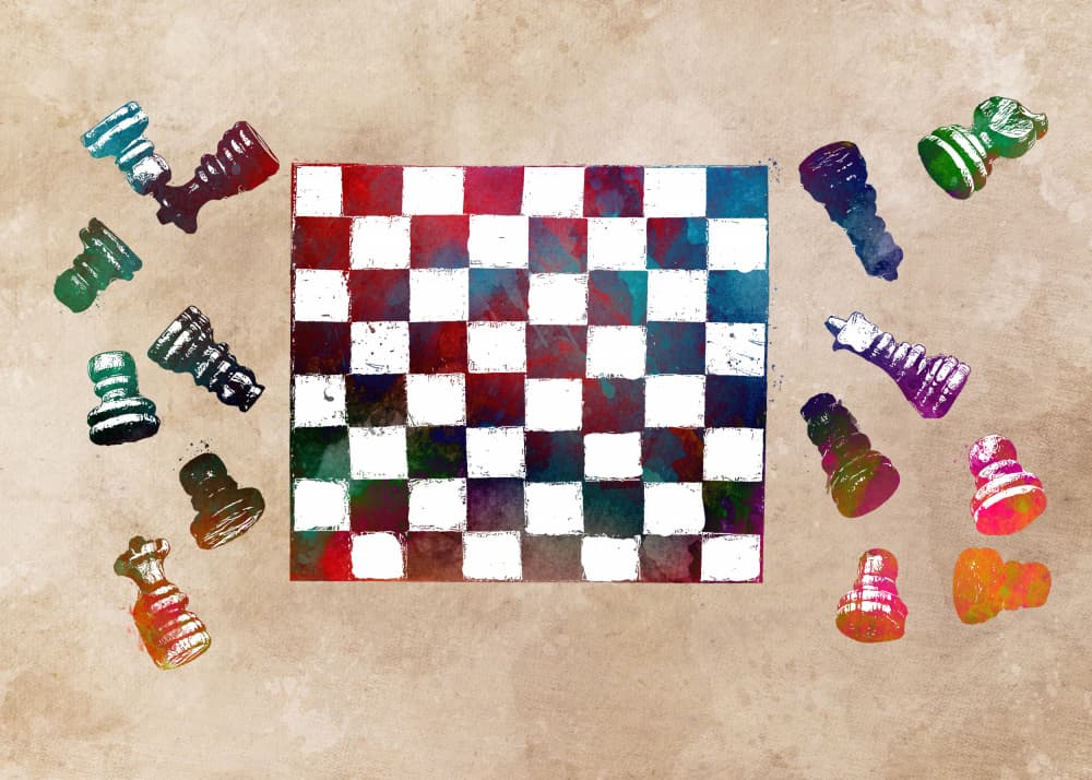 Colorful Chess Game by Justyna Jaszke — canvas wall art