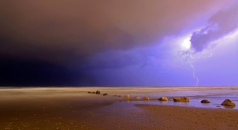 Dramatic Ocean Lightning by Eyal Bussiba — canvas wall art