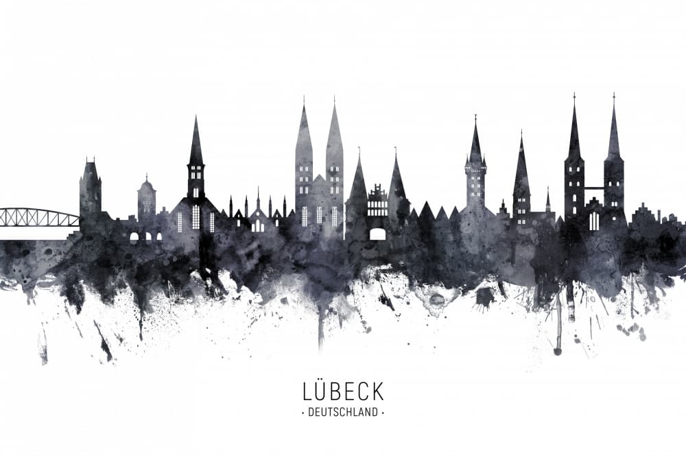Lübeck Germany Skyline by Michael Tompsett — canvas wall art