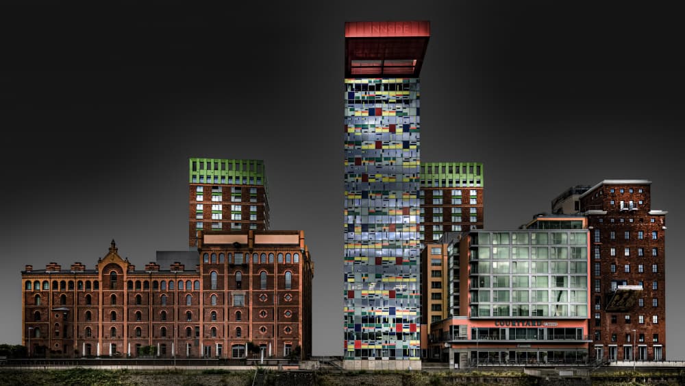 Old Meets New City by Roland M Schwerdtfeger — canvas wall art