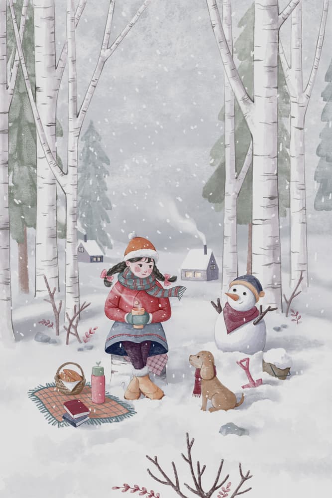 Winter Picnic Friends by Xuan Thai — canvas wall art