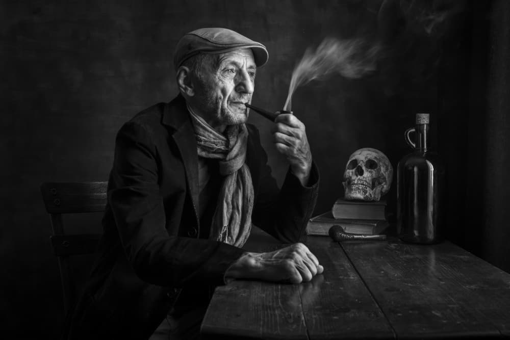 Contemplative Old Man by Ramiz Sahin — canvas wall art