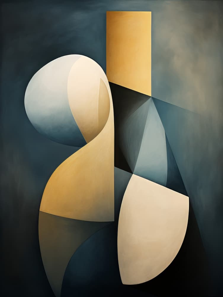 Modern Abstract Blue Gold by Bilge Paksoylu — canvas wall art