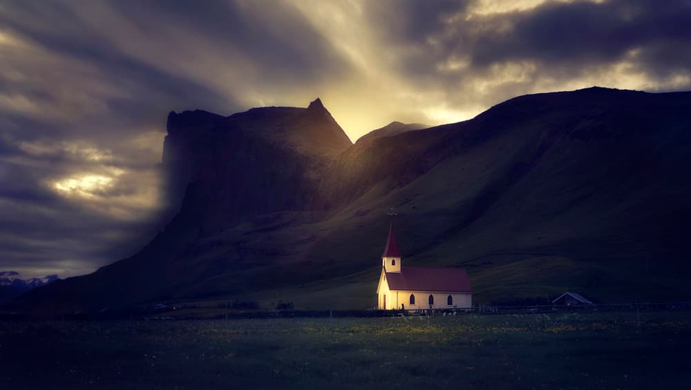 Dramatic Mountain Church by Jose Garcia — canvas wall art