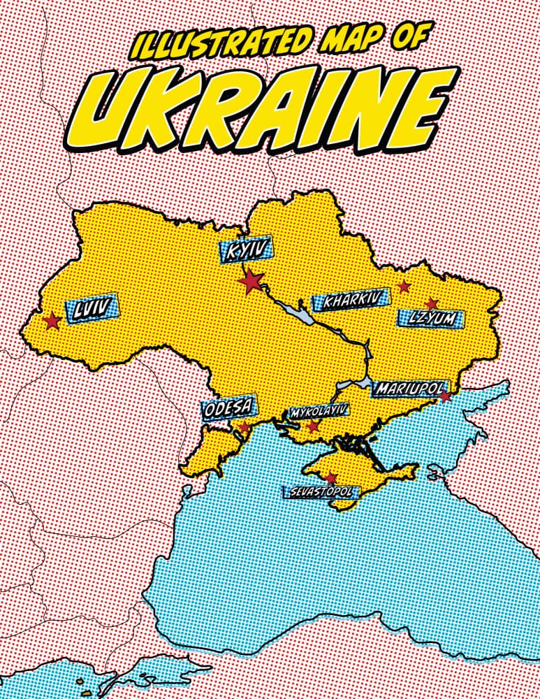 Pop Art Ukraine Map by Nicholas — canvas wall art