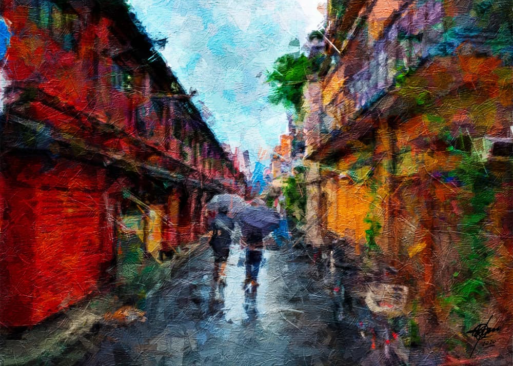 Rainy Day City Walk by Osvaldo Russo — canvas wall art