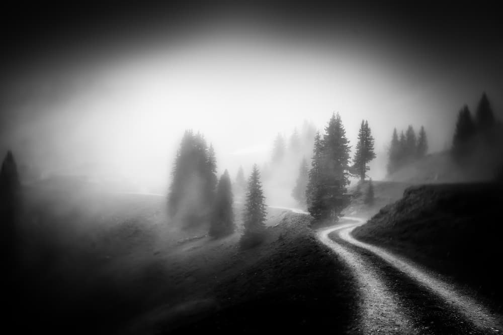 Misty Mountain Road by Nic Keller — canvas wall art