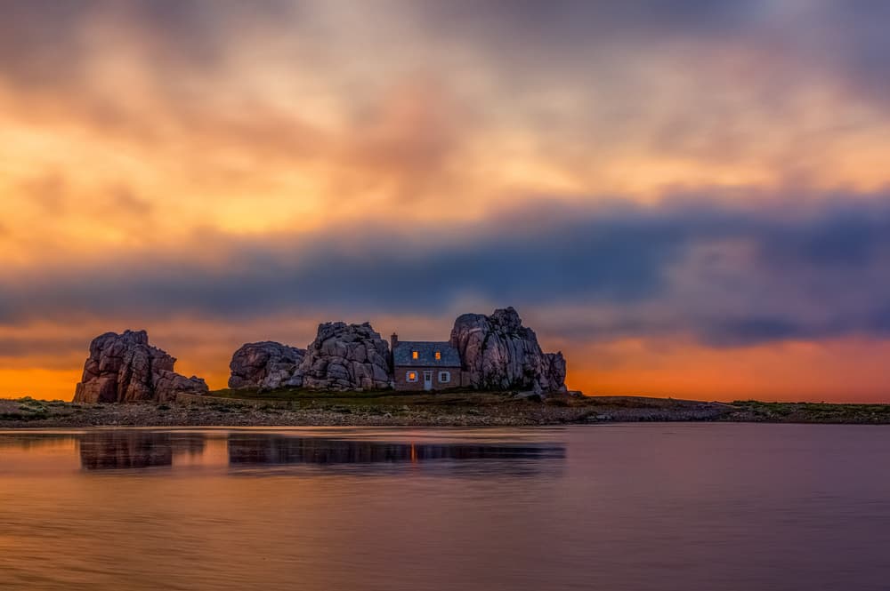 Sunset Coastal House by Alessandro Traverso — canvas wall art