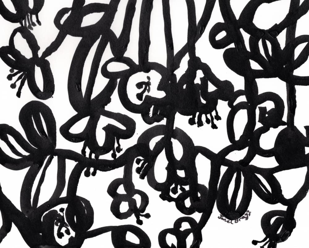 Abstract Black Blooms by Janel Bragg — canvas wall art
