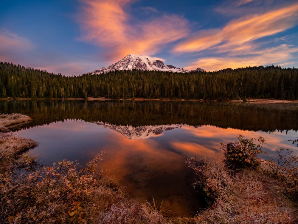 Mountain Lake Autumn Sunset by Bruce Li — canvas wall art