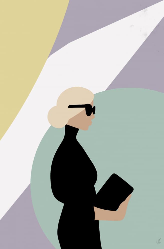 Chic Woman With Tablet by Anne-Marie Volfova — canvas wall art