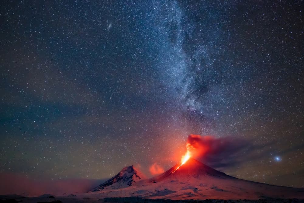 Erupting Volcano Stars by Denis Budkov — canvas wall art
