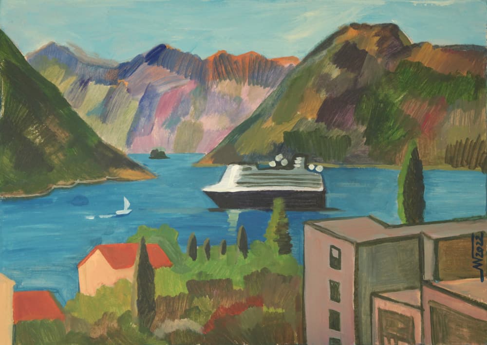 Colorful Fjord Cruise by Marina Gorkaeva — canvas wall art