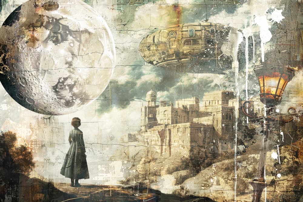 Moonlit Steampunk Wanderer by Rafal Kulik — canvas wall art