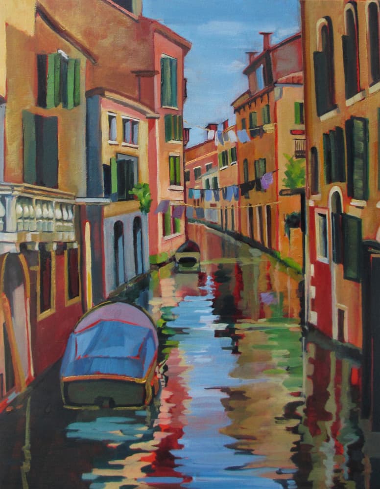 Venice Canal Reflections by Maxine Shore — canvas wall art