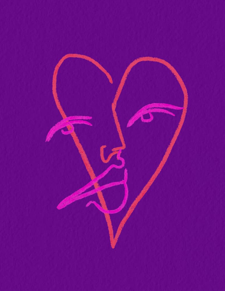 Feminine Abstract Heart Face by JLC ART — canvas wall art