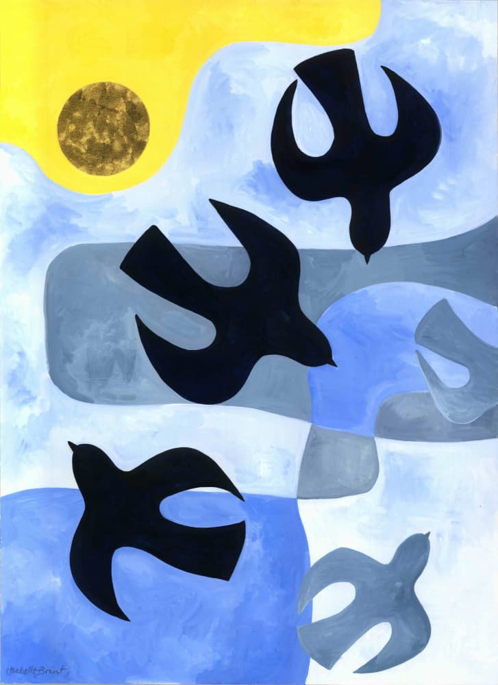 Three Birds Abstract by Isabelle Brent — canvas wall art