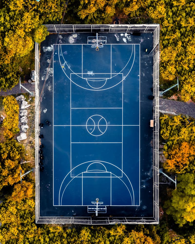 Vibrant Blue Basketball Court by Gilad Topaz — canvas wall art