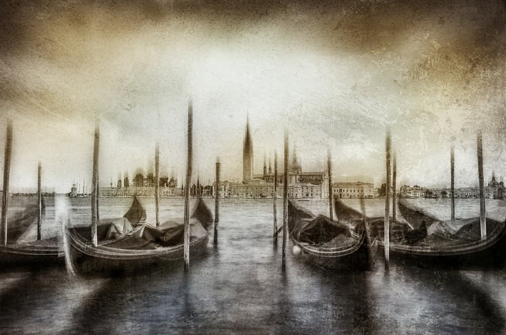 Vintage Venice Gondolas by Hans Günther — canvas wall art