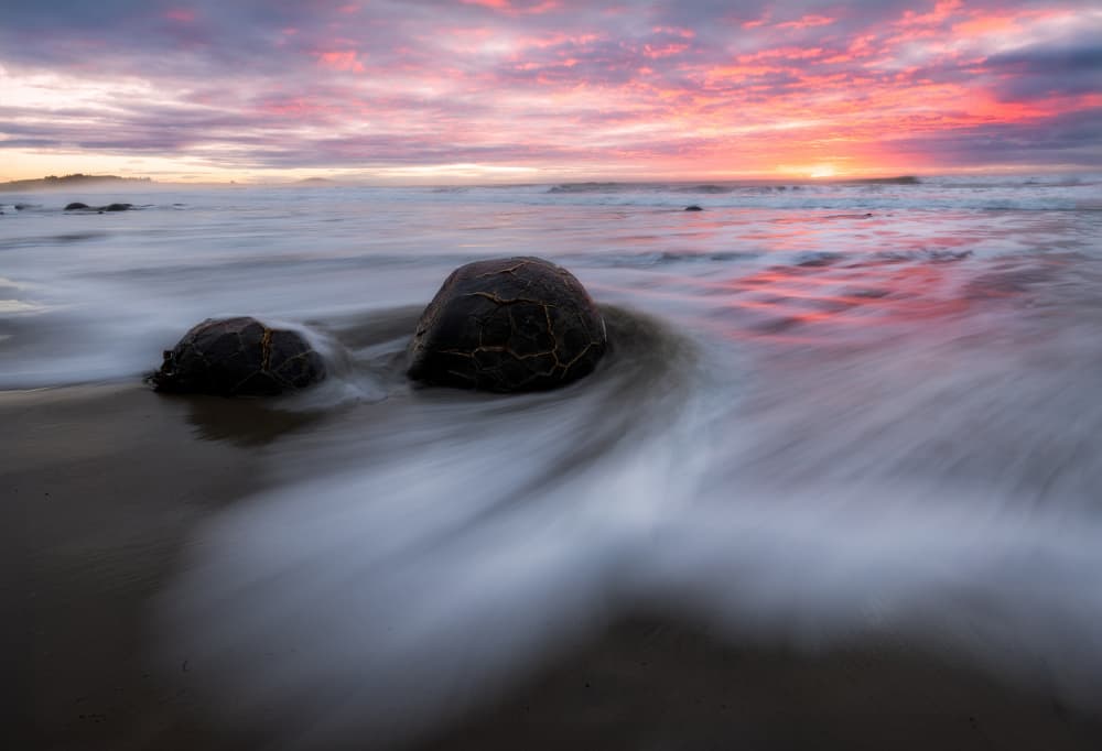 Moeraki Boulders Sunrise by Dennis Zhang — canvas wall art