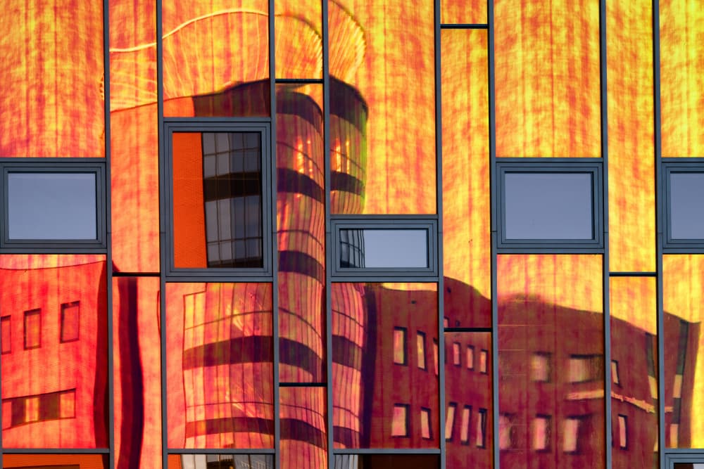 Colorful Architectural Reflection by Marion Keijzer — canvas wall art