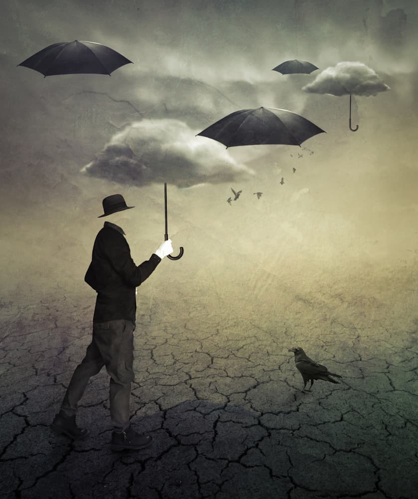 Man with Cloud Umbrella by Biao Huang — canvas wall art