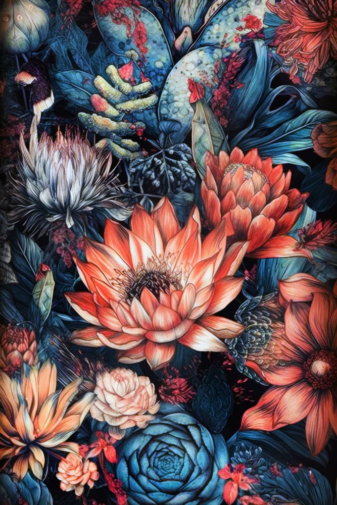 Vibrant Floral Tapestry by Justyna Jaszke — canvas wall art