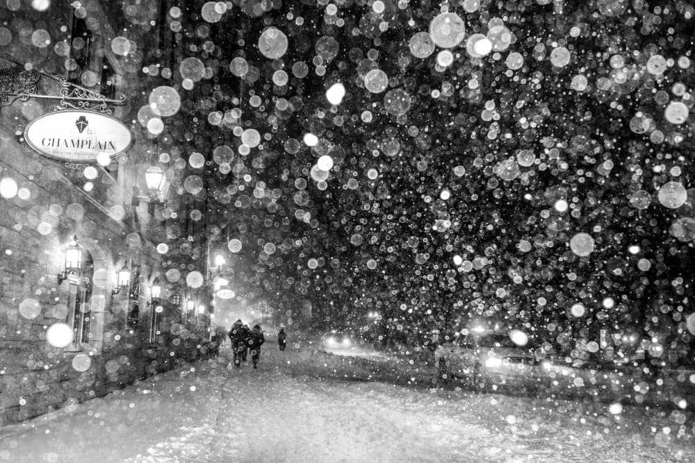 Snowy Quebec City Night by Michiko Ôtomo — canvas wall art