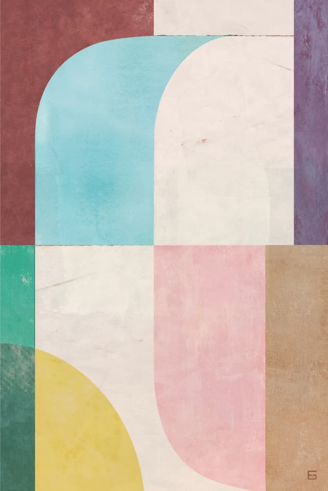 Curved Pastel Blocks by Ellen Greup — canvas wall art