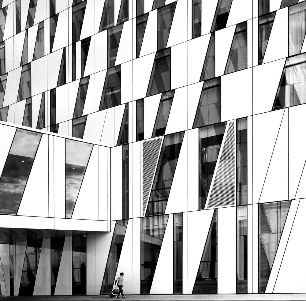 Modern Geometric Building by Wayne Pearson — canvas wall art