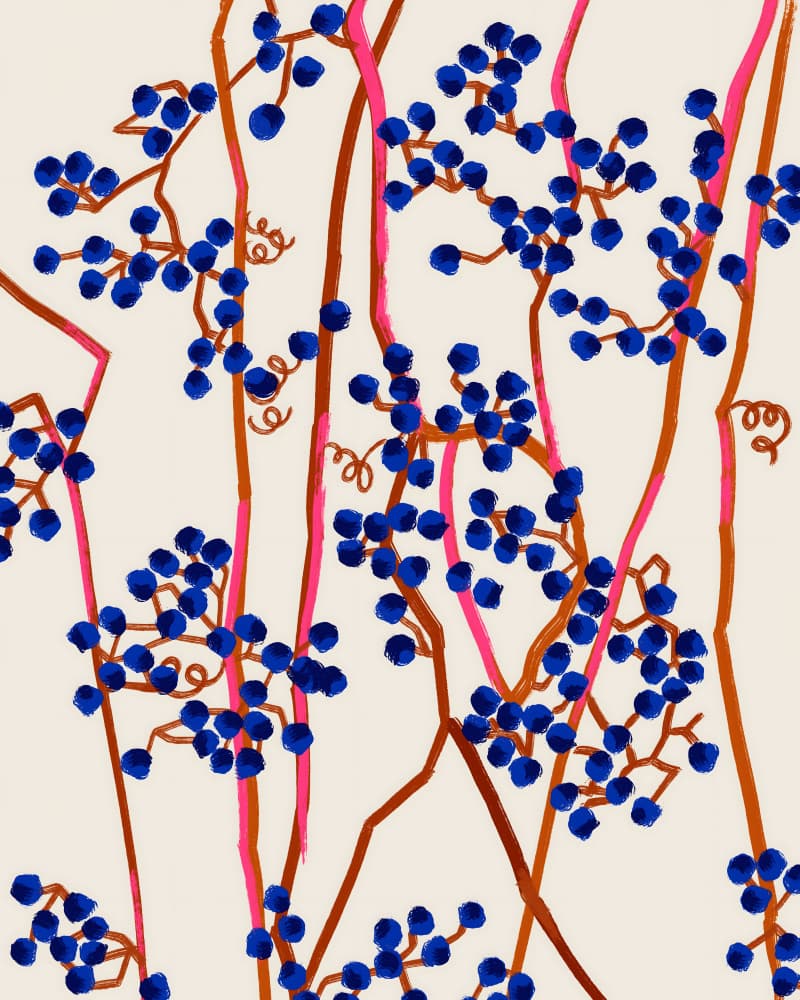 Abstract Blue Berries by Uma Gokhale — canvas wall art