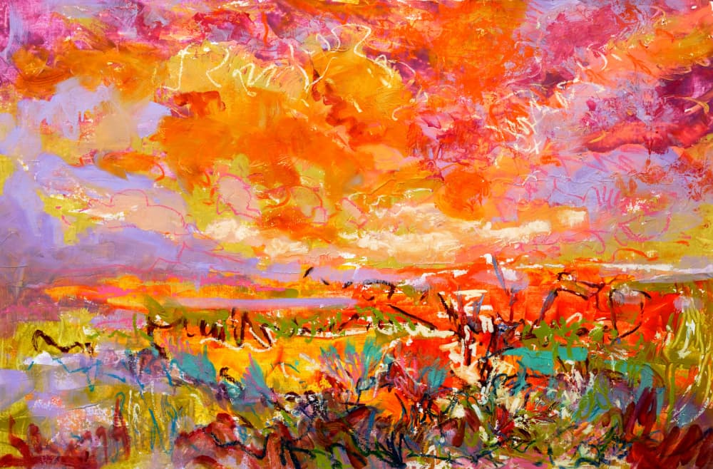 Fiery Sunset Fields by Dorothy Fagan — canvas wall art